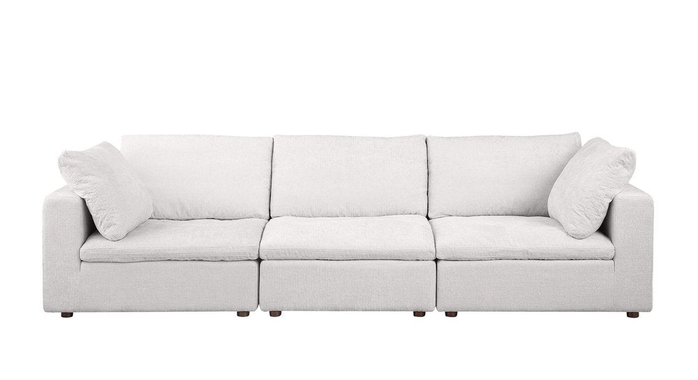 122" Beige Italian Leather Modular Sofa
