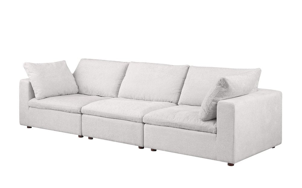 122" Beige Italian Leather Modular Sofa