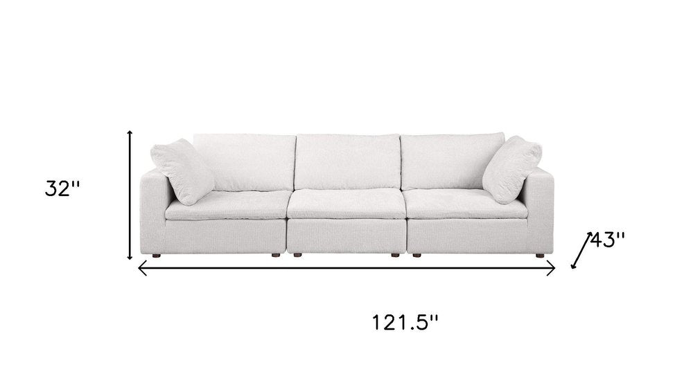 122" Beige Italian Leather Modular Sofa