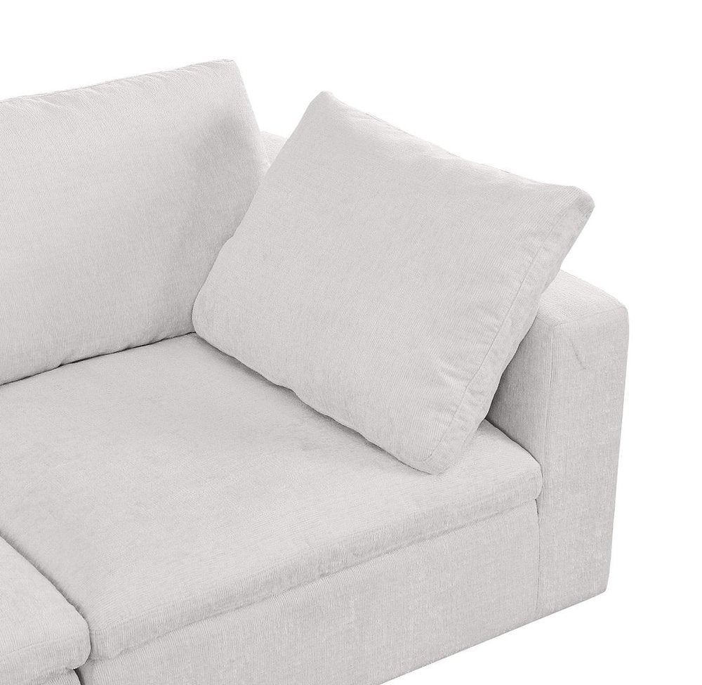 122" Beige Italian Leather Modular Sofa