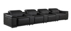 175" Beige Italian Leather Reclining USB and Wireless Charger Sofa And Storage