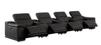 175" Beige Italian Leather Reclining USB and Wireless Charger Sofa And Storage