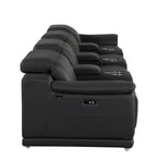 175" Beige Italian Leather Reclining USB and Wireless Charger Sofa And Storage