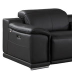 175" Beige Italian Leather Reclining USB and Wireless Charger Sofa And Storage