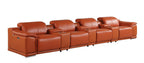 175" Beige Italian Leather Reclining USB and Wireless Charger Sofa And Storage