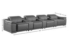 175" Beige Italian Leather Reclining USB and Wireless Charger Sofa And Storage