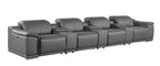175" Beige Italian Leather Reclining USB and Wireless Charger Sofa And Storage
