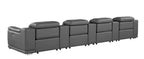 175" Beige Italian Leather Reclining USB and Wireless Charger Sofa And Storage