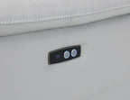 175" Beige Italian Leather Reclining USB and Wireless Charger Sofa And Storage