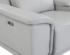 175" Beige Italian Leather Reclining USB and Wireless Charger Sofa And Storage