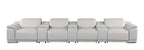 175" Beige Italian Leather Reclining USB and Wireless Charger Sofa And Storage