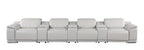 175" Beige Italian Leather Reclining USB and Wireless Charger Sofa And Storage