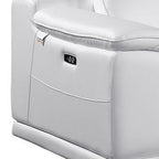 175" Beige Italian Leather Reclining USB and Wireless Charger Sofa And Storage