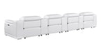 175" Beige Italian Leather Reclining USB and Wireless Charger Sofa And Storage