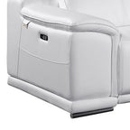 175" Beige Italian Leather Reclining USB and Wireless Charger Sofa And Storage