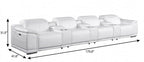 175" Beige Italian Leather Reclining USB and Wireless Charger Sofa And Storage