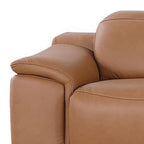 175" Beige Italian Leather Reclining USB and Wireless Charger Sofa And Storage