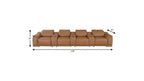 175" Beige Italian Leather Reclining USB and Wireless Charger Sofa And Storage