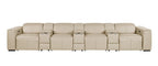 170" Chestnut Italian Leather Reclining USB and Wireless Charger Sofa And Storage