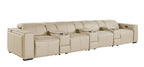 170" Chestnut Italian Leather Reclining USB and Wireless Charger Sofa And Storage