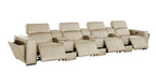 170" Chestnut Italian Leather Reclining USB and Wireless Charger Sofa And Storage