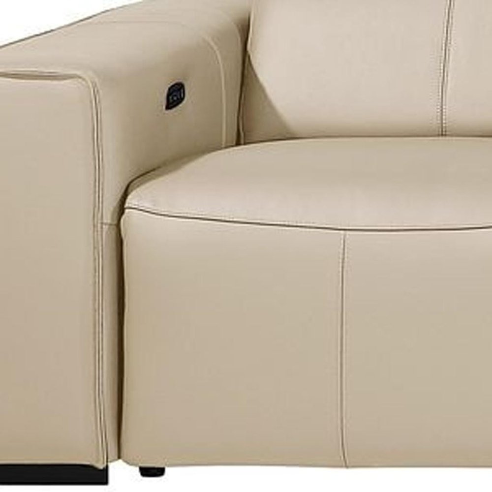 170" Chestnut Italian Leather Reclining USB and Wireless Charger Sofa And Storage