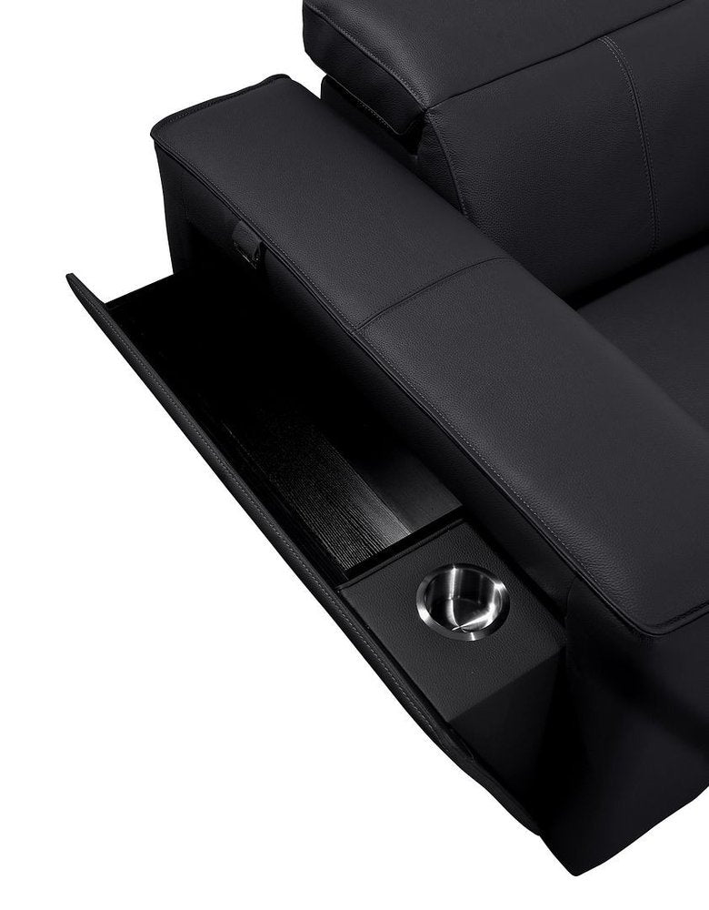 170" Chestnut Italian Leather Reclining USB and Wireless Charger Sofa And Storage