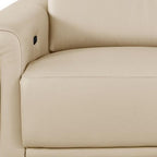 100" Beige Italian Leather Reclining USB Sofa