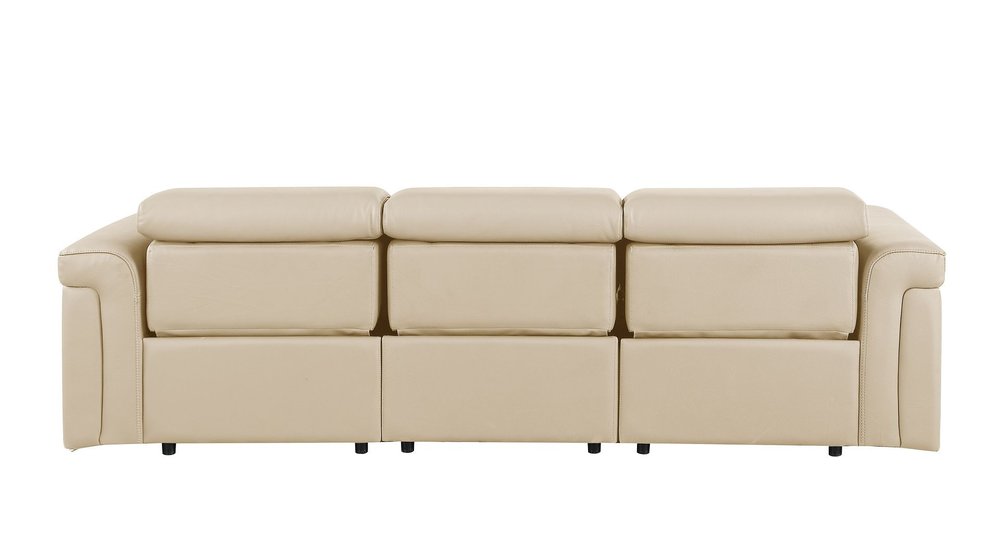 100" Beige Italian Leather Reclining USB Sofa