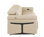 100" Beige Italian Leather Reclining USB Sofa