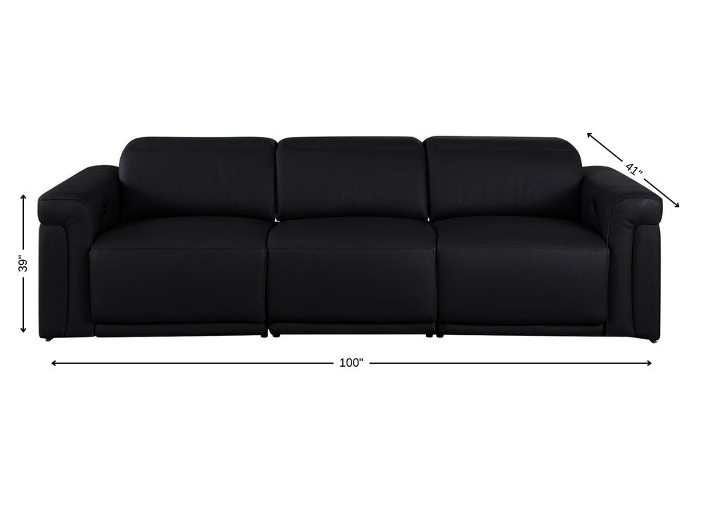 100" Beige Italian Leather Reclining USB Sofa