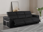100" Beige Italian Leather Reclining USB Sofa