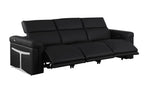 100" Beige Italian Leather Reclining USB Sofa