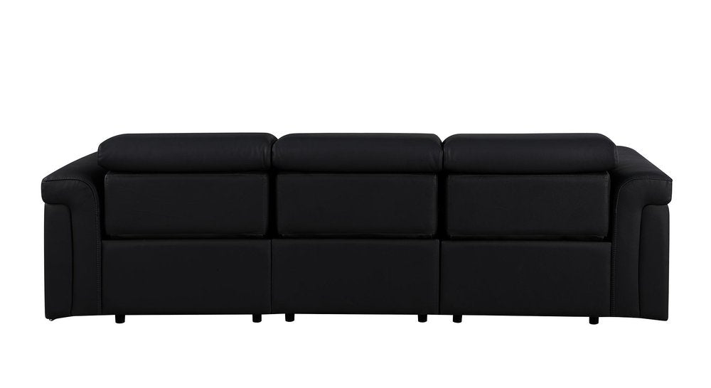 100" Beige Italian Leather Reclining USB Sofa