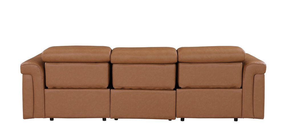 100" Beige Italian Leather Reclining USB Sofa