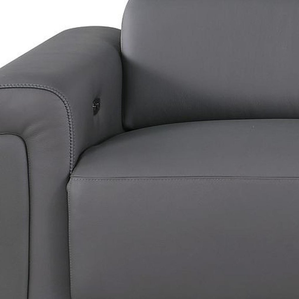 100" Beige Italian Leather Reclining USB Sofa