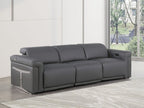 100" Beige Italian Leather Reclining USB Sofa
