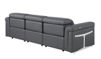 100" Beige Italian Leather Reclining USB Sofa