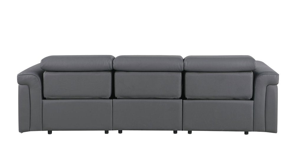 100" Beige Italian Leather Reclining USB Sofa
