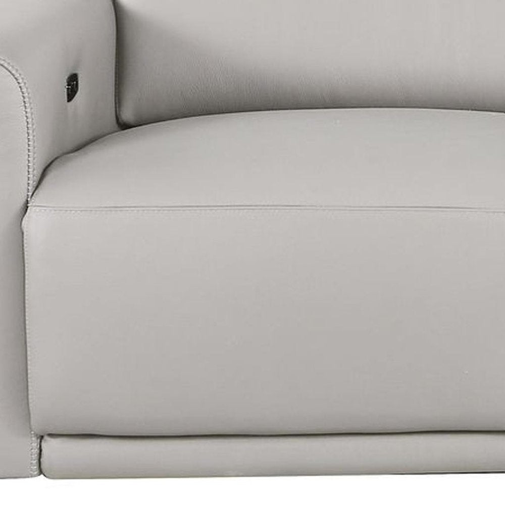100" Beige Italian Leather Reclining USB Sofa