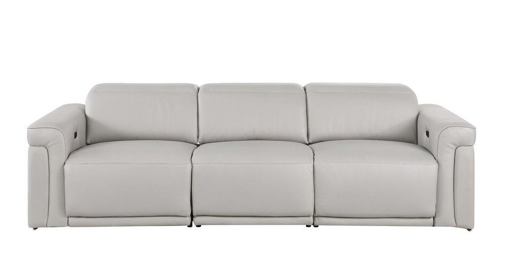 100" Beige Italian Leather Reclining USB Sofa