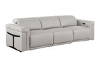 100" Beige Italian Leather Reclining USB Sofa