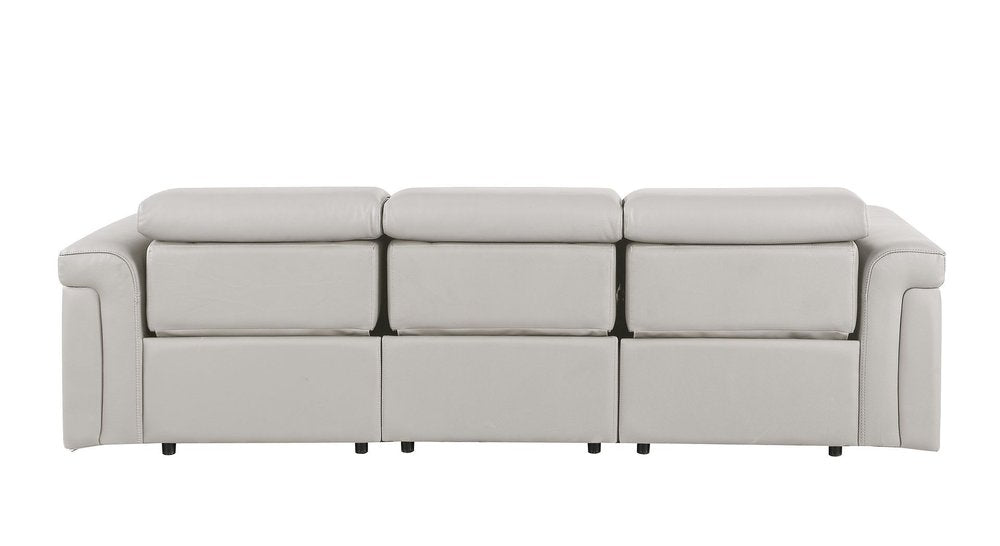 100" Beige Italian Leather Reclining USB Sofa