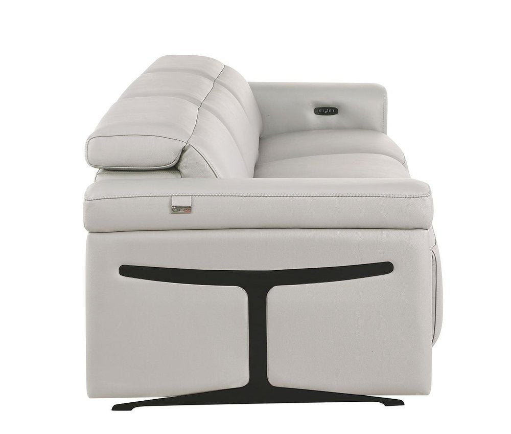 100" Beige Italian Leather Reclining USB Sofa