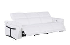 100" Beige Italian Leather Reclining USB Sofa