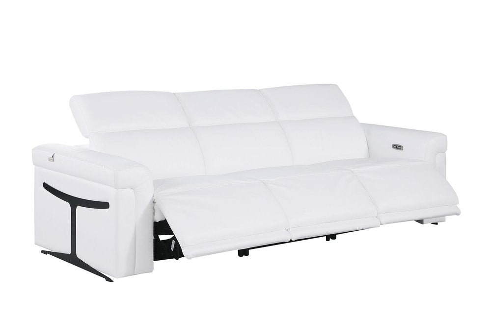 100" Beige Italian Leather Reclining USB Sofa