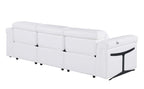 100" Beige Italian Leather Reclining USB Sofa