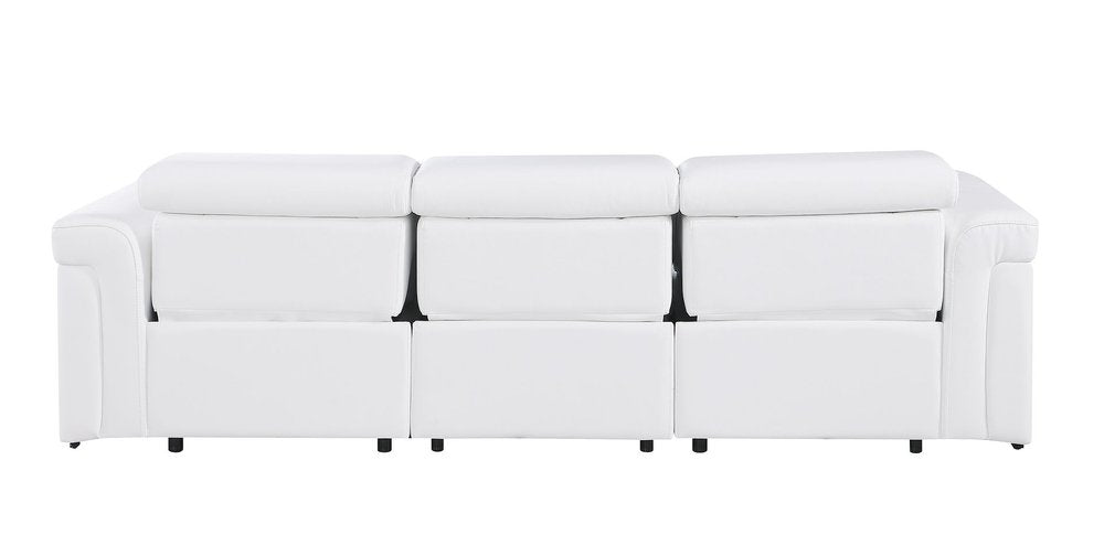 100" Beige Italian Leather Reclining USB Sofa