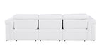 100" Beige Italian Leather Reclining USB Sofa
