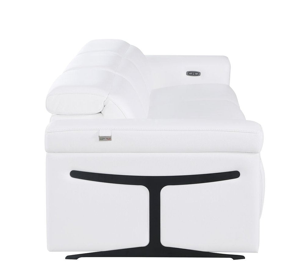 100" Beige Italian Leather Reclining USB Sofa